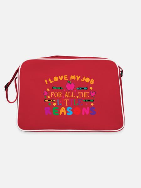 Cute Kindergarten Teacher School Teaching Teacher - Retro Bag - red/white - Back