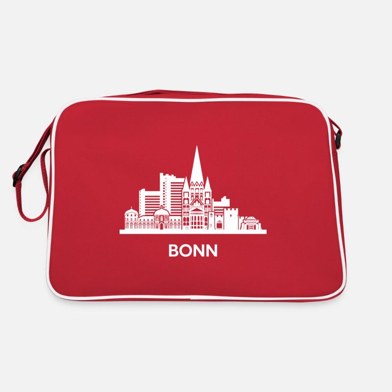 Bonn, weiß - Retro Tasche - Rot/Weiß