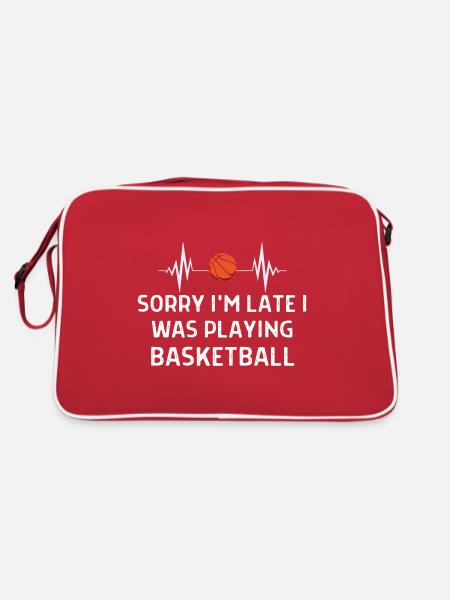 Basketball Spieler Basketballer Sprüche Geschenk - Retro Tasche - Rot/Weiß - Hinten