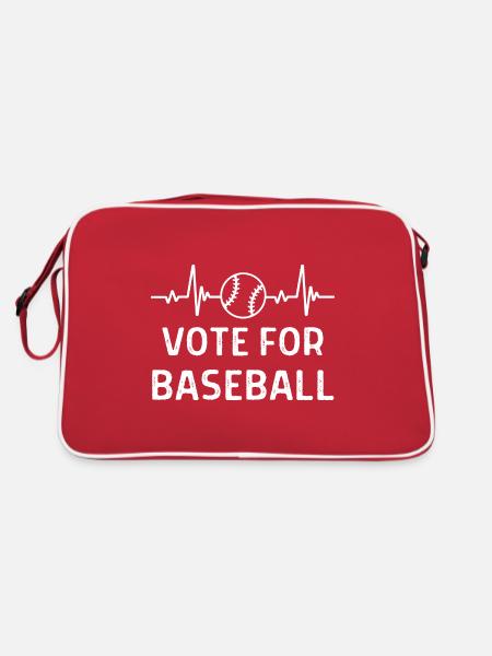 Baseball Spieler Baseball Sprüche Geschenk - Retro Tasche - Rot/Weiß - Hinten