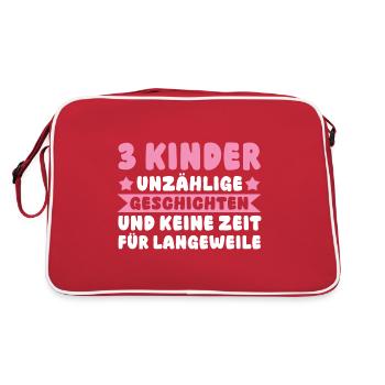 Mom of 3 children - Retro Bag - red/white - Back