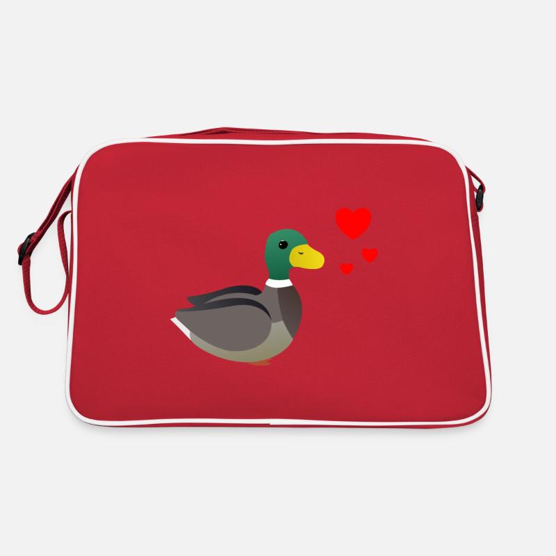 Ente Valentinstag - Retro Tasche - Rot/Weiß