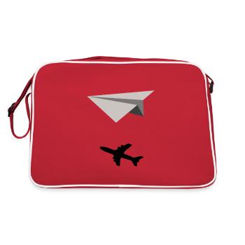 Idée de cadeau avion papier avion ombre - Sac Retro - rouge/blanc - Dos