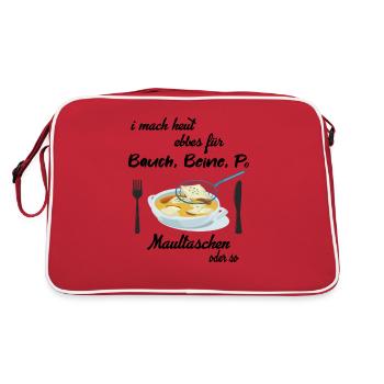 Maultaschen Schwäbisch Schwaben Essen Spruch - Retro Tasche - Rot/Weiß - Hinten