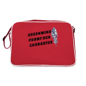 Rennrad Gegenwind Spruch Fahrrad Fahrradfahrn - Retro Tasche - Rot/Weiß - Hinten