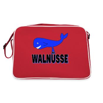 Walnüsse - Lustig Hoden Nüsse Wal Nuß Eier - Retro Tasche - Rot/Weiß - Hinten