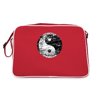 Yin Yang Zeichen used-look China Philosophie Yoga - Retro Tasche - Rot/Weiß - Hinten