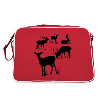 Cerf, chevreuil, daim, daim, chevreuil - Sac Retro - rouge/blanc - Dos