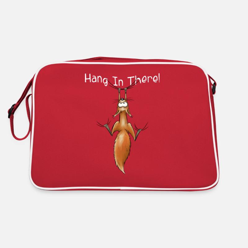 Hang In There Eichhörnchen Oachkatzl Trend-Tier - Retro Tasche - Rot/Weiß