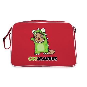 Catasaurus cat dino costume dinosaur - Retro Bag - red/white - Back