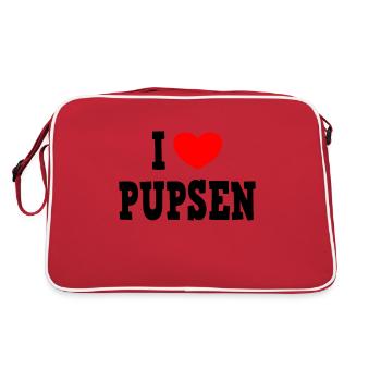 I LOVE PUPSEN - farting flatulence - Retro Bag - red/white - Back