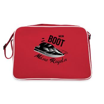 Mein boot meine Regeln Motorboot - Retro Tasche - Rot/Weiß - Hinten