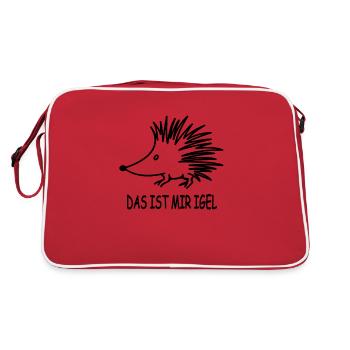 Lustiger Igel Süßer Stacheligel mit cooler Spruch - Retro Tasche - Rot/Weiß - Hinten