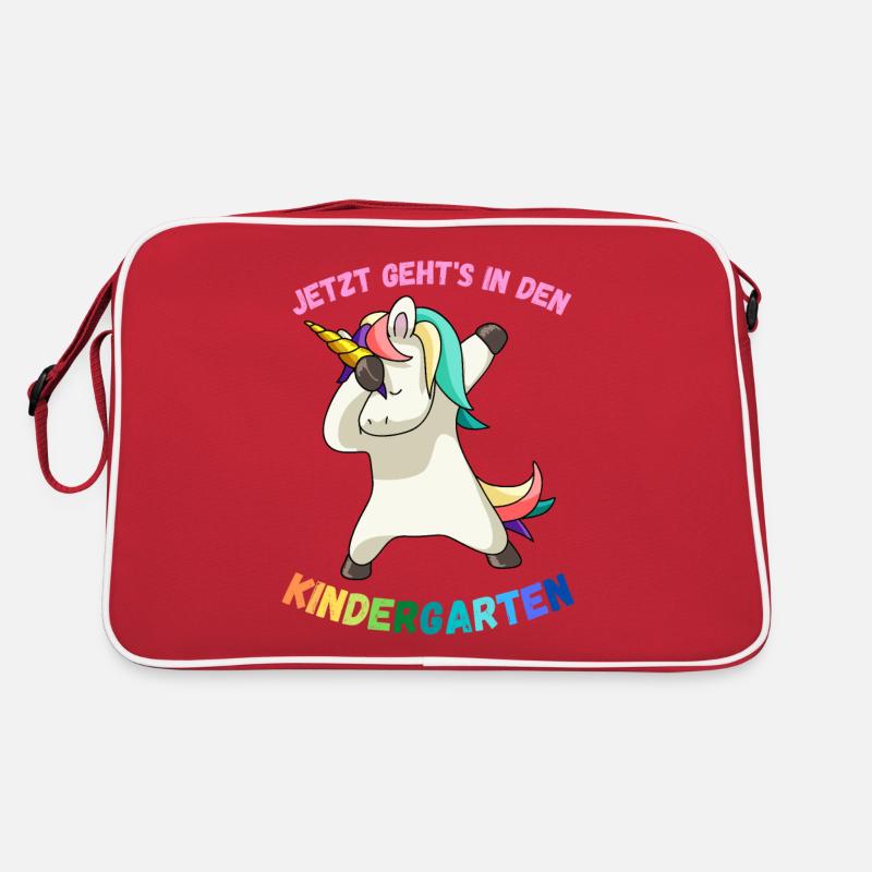 Kindergarten Dabbendes Einhorn Magisch Pegasus Retro Tasche