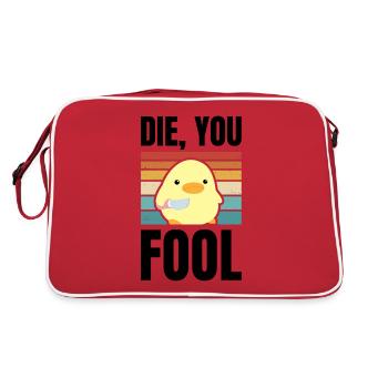 Die fool duck with knife meme chicken gift - Retro Bag - red/white - Back