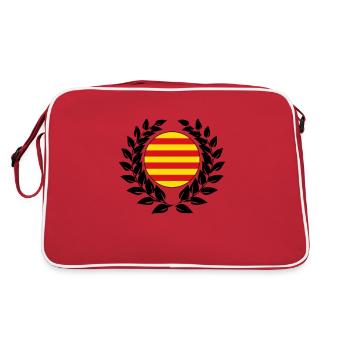 Katalonien Flagge Fahne Lorbeerkranz - Retro Tasche - Rot/Weiß - Hinten