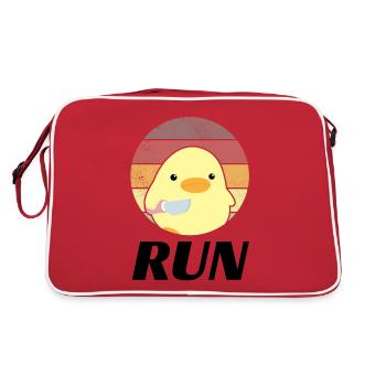 Run duck with knife meme funny saying - Retro Bag - red/white - Back