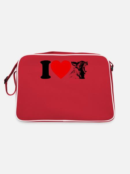 I heart lynx ladies wildcat lynx motif lynx - Retro Bag - red/white - Back