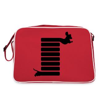 Dackel Hund Dackel Welpe Dachshund Langer Dackel - Retro Tasche - Rot/Weiß - Hinten