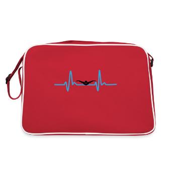Swimming Lover Lifeline Heartbeat - Retro Bag - red/white - Back