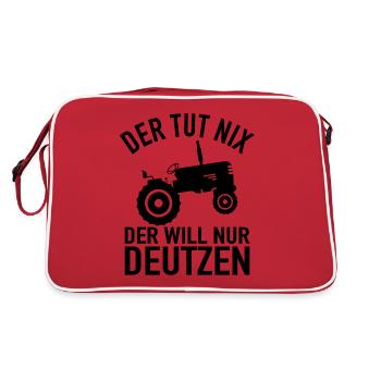 Der Tut Nix Der Will Nur Deutzen - Traktor Bauer - Retro Tasche - Rot/Weiß - Hinten