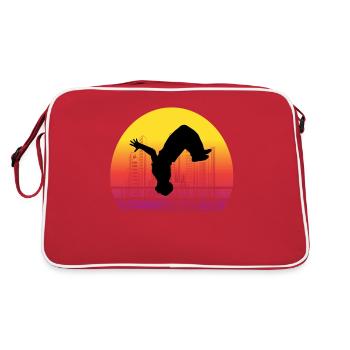 Parkour Backflip Siluette Freerunning Gift - Retro Bag - red/white - Back