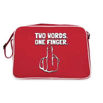 finger two words one Middle finger humor fuck you - Retro Bag - red/white - Back