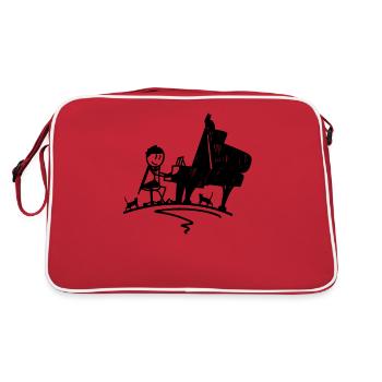 Piano Ailes avec chats - Piano Pianiste - Sac Retro - rouge/blanc - Dos