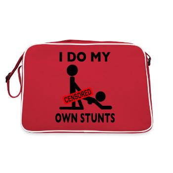 I Do All My Own Stunts Strichmännchen Sex - Retro Tasche - Rot/Weiß - Hinten