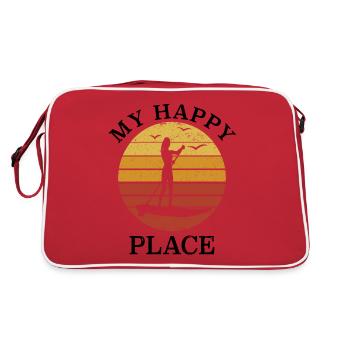 Coucher de soleil Stand Up Paddle SUP Girl - My Happy Place - Sac Retro - rouge/blanc - Dos