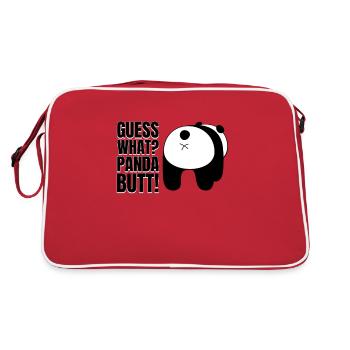 Guess what? Panda Butt Bär Spruch Humor Wortspiel - Retro Tasche - Rot/Weiß - Hinten