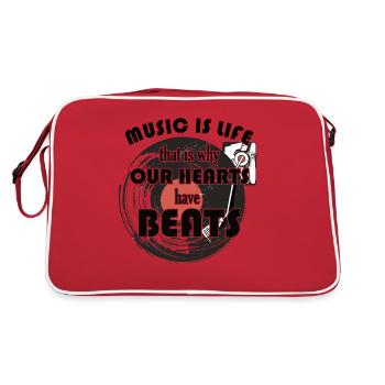 Music Is Life für Komponisten - Retro Tasche - Rot/Weiß - Hinten