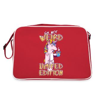 Cartoon Unicorn with Coffee Cup - Limited Edition - Retro Bag - red/white - Back