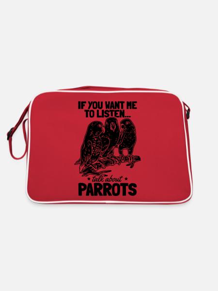 Lustiger Papagei I Wenn du willst, dass ich - Retro Tasche - Rot/Weiß - Hinten