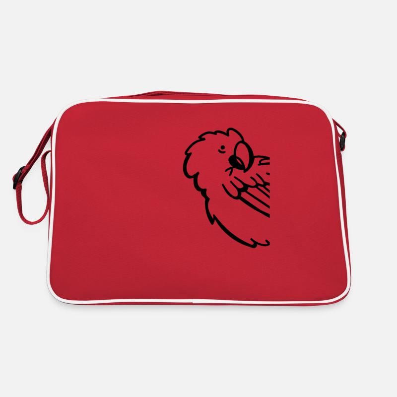 Papageienvogel Papagei Wellensittich Vogel - Retro Tasche - Rot/Weiß
