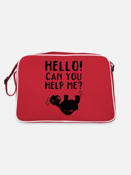 Hello! Can you help me? Funny turtle - Retro Bag - red/white - Back