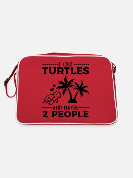 I like turtles and maybe 2 people - Retro Bag - red/white - Back
