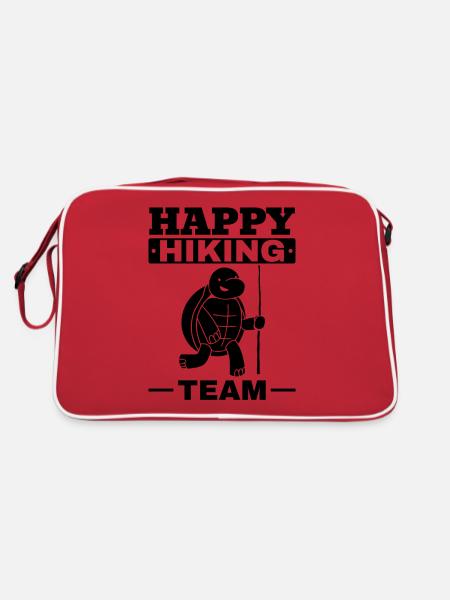 Happy Hiking Team Outdoor Wandern Schildkröte - Retro Tasche - Rot/Weiß - Hinten