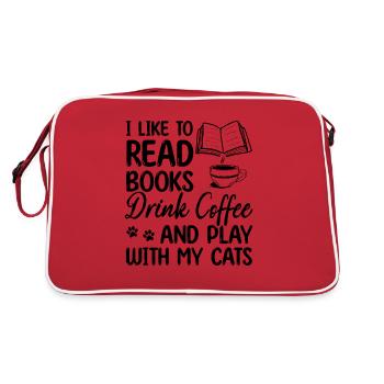 I Like To Read Books Drink Coffee And Play With My - Retro Bag - red/white - Back