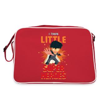 Kindergärtner Erzieher erzieht kleine Superhelden - Retro Tasche - Rot/Weiß - Hinten