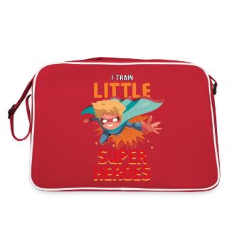 Kindergärtner Erzieher erzieht kleine Superhelden - Retro Tasche - Rot/Weiß - Hinten