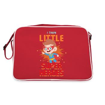 Kindergärtner Erzieher erzieht kleine Superhelden - Retro Tasche - Rot/Weiß - Hinten