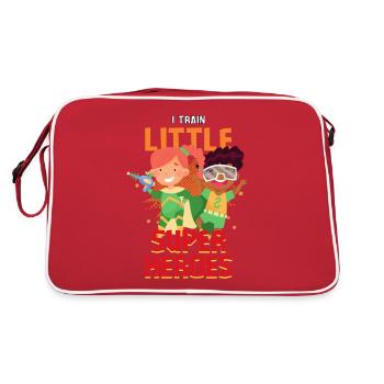 Kindergärtner Erzieher erzieht kleine Superhelden - Retro Tasche - Rot/Weiß - Hinten