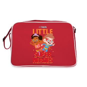 Kindergärtner Erzieher erzieht kleine Superhelden - Retro Tasche - Rot/Weiß - Hinten