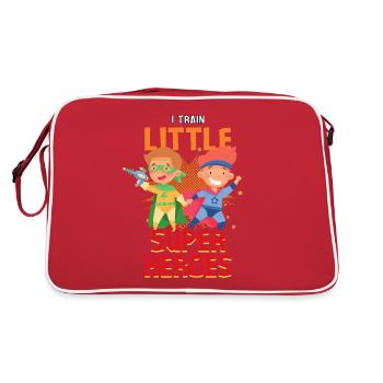 Kindergärtner Erzieher erzieht kleine Superhelden - Retro Tasche - Rot/Weiß - Hinten