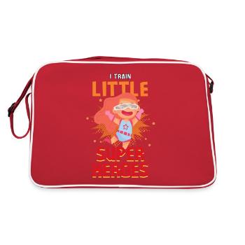Kindergärtner Erzieher erzieht kleine Superhelden - Retro Tasche - Rot/Weiß - Hinten