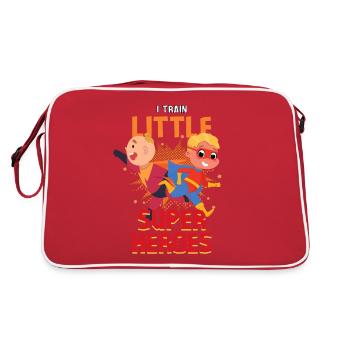 Kindergärtner Erzieher erzieht kleine Superhelden - Retro Tasche - Rot/Weiß - Hinten