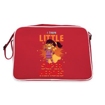 Kindergärtner Erzieher erzieht kleine Superhelden - Retro Tasche - Rot/Weiß - Hinten