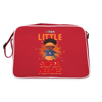 Kindergärtner Erzieher erzieht kleine Superhelden - Retro Tasche - Rot/Weiß - Hinten