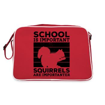 School is important, but squirrels are important - Retro Bag - red/white - Back